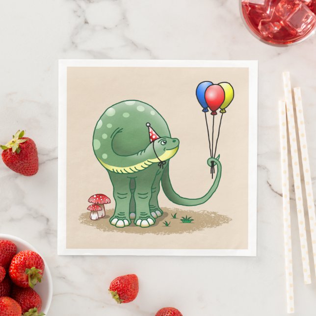 Dinosaurs and Balloons Birthday Napkin (Insitu)