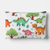 Dinosaurs and trees pattern white