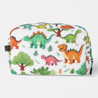 Dinosaurs and trees pattern white