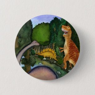 Dinosaurs at Creek 6 Cm Round Badge