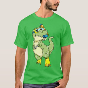 Dinosaurs at Diving with Swimming goggles T-Shirt
