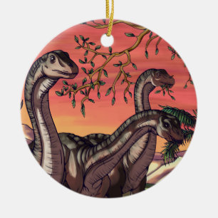 Dinosaurs at Dusk Ceramic Tree Decoration