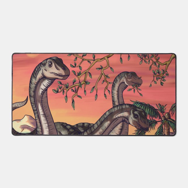 Dinosaurs at Dusk Desk Mat (Front)