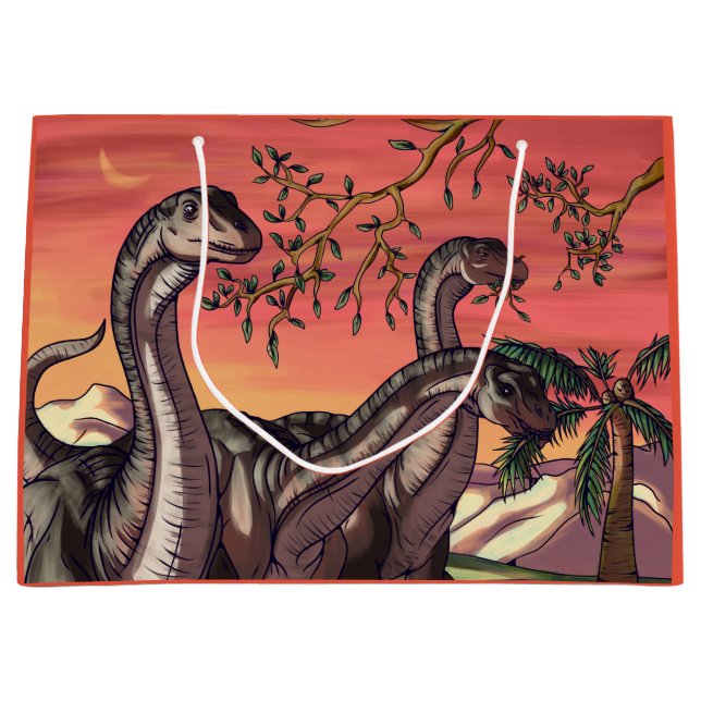 Dinosaurs at Dusk Large Gift Bag (Front)