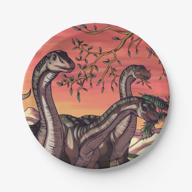 Dinosaurs at Dusk Paper Plate (Front)