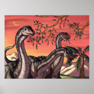 Dinosaurs at Dusk Poster