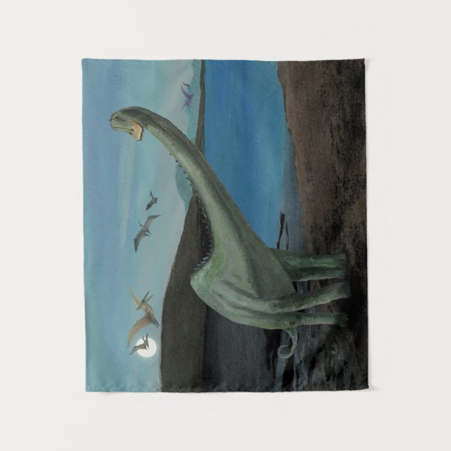 Dinosaurs at Full Moon Tapestry (Front)