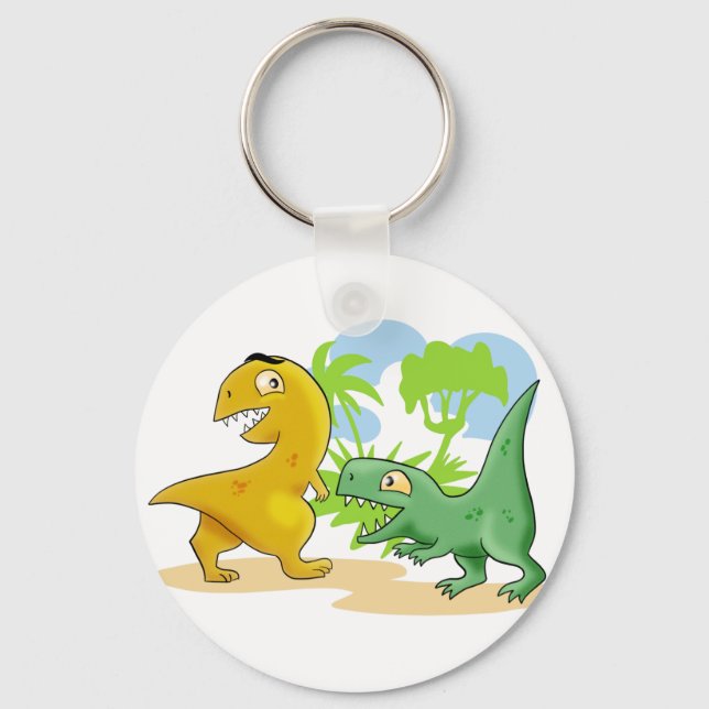 Dinosaurs at Play Key Ring (Front)