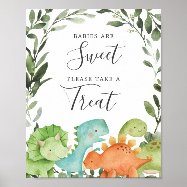 Dinosaurs Baby Shower Babies Are Sweet Sign (Front)