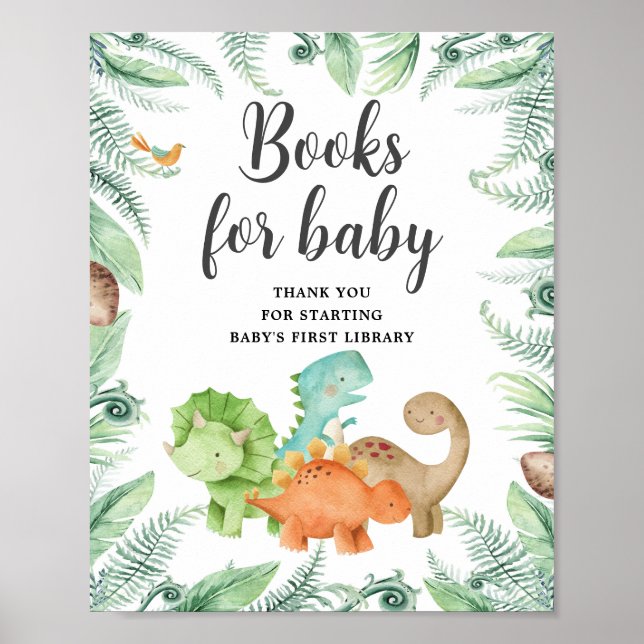 Dinosaurs Baby Shower Books For Baby Sign (Front)