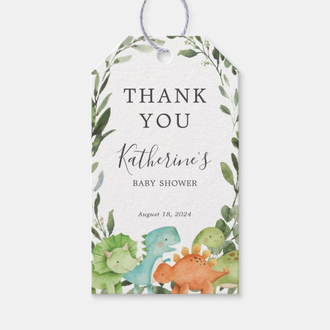 Dinosaurs Baby Shower Favour Tag (Front)