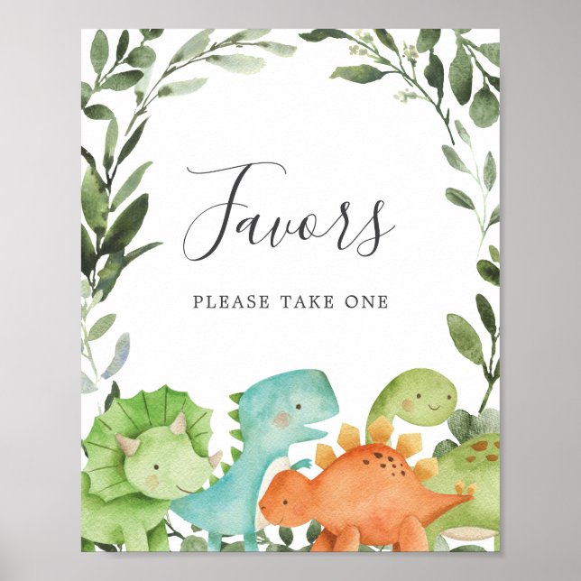 Dinosaurs Baby Shower Favours Sign (Front)