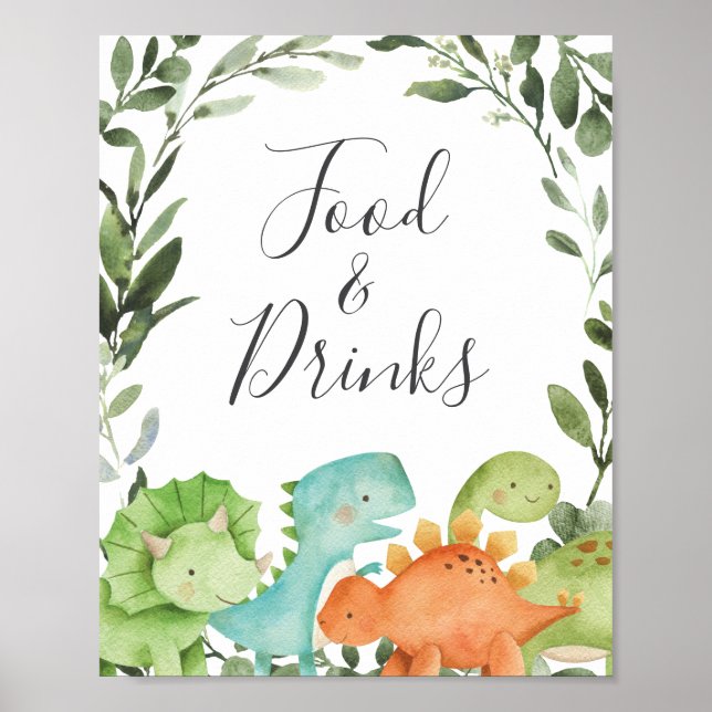Dinosaurs Baby Shower Food and Drinks Sign (Front)