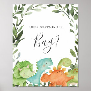 Dinosaurs Baby Shower Guess What's in the Bag Game Poster