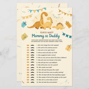 Dinosaurs Baby Shower Guess Who Mummy or Daddy