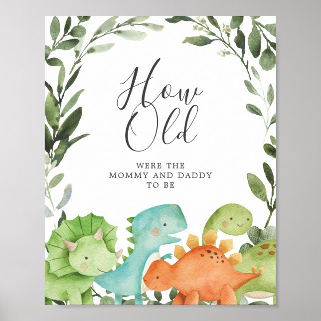 Dinosaurs Baby Shower How Old Were They Game Poster (Front)