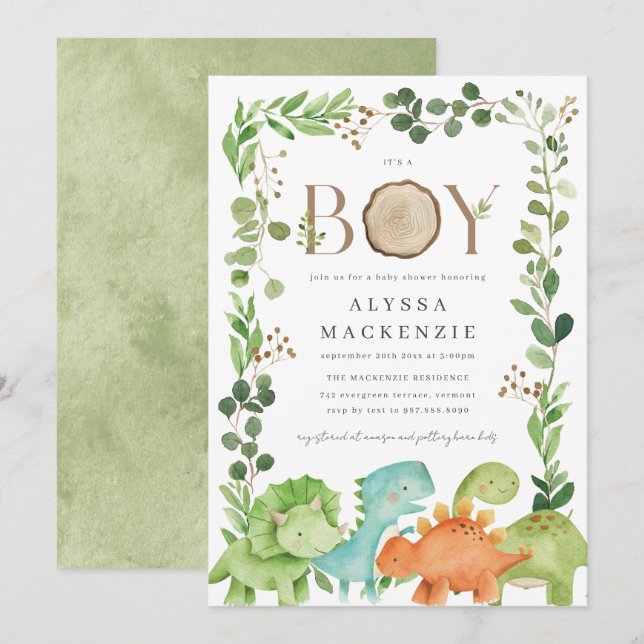 Dinosaurs Baby Shower Invitation (Front/Back)