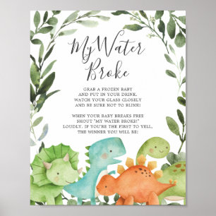 Dinosaurs Baby Shower My Water Broke Sign