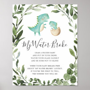 Dinosaurs Baby Shower My Water Broke Sign