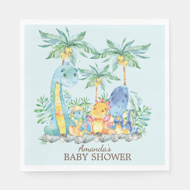 Dinosaurs Baby Shower Paper Napkins (Front)