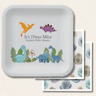 Dinosaurs Baby Shower Paper Plate