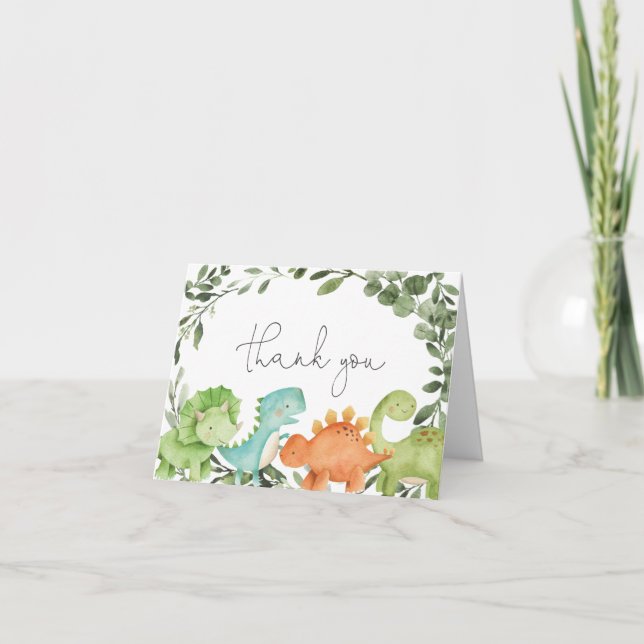 Dinosaurs Baby Shower Thank You Card (Front)
