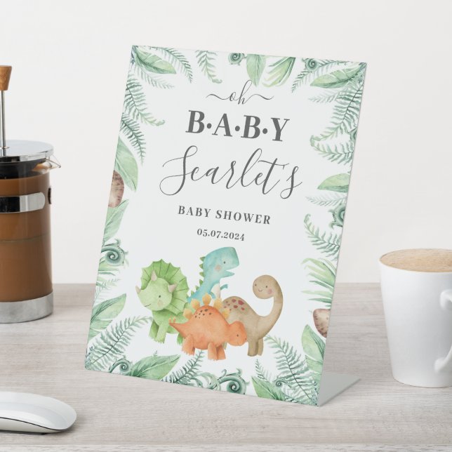 Dinosaurs Baby Shower Welcome Pedestal Sign (In SItu)