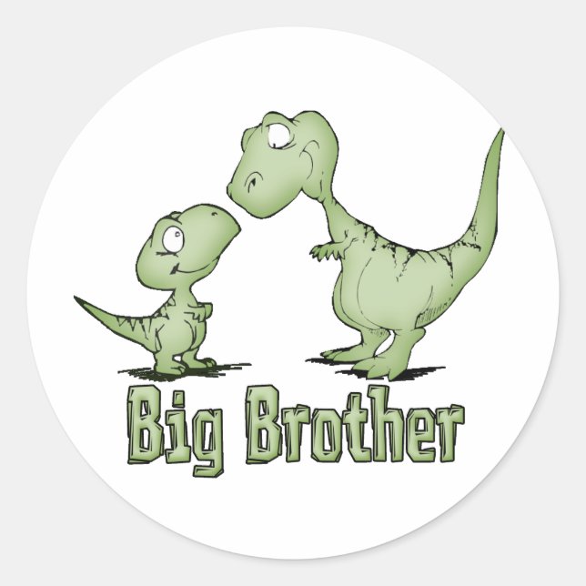 Dinosaurs Big Brother Classic Round Sticker (Front)