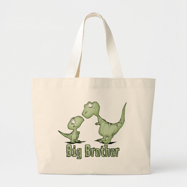 Dinosaurs Big Brother Large Tote Bag (Front)