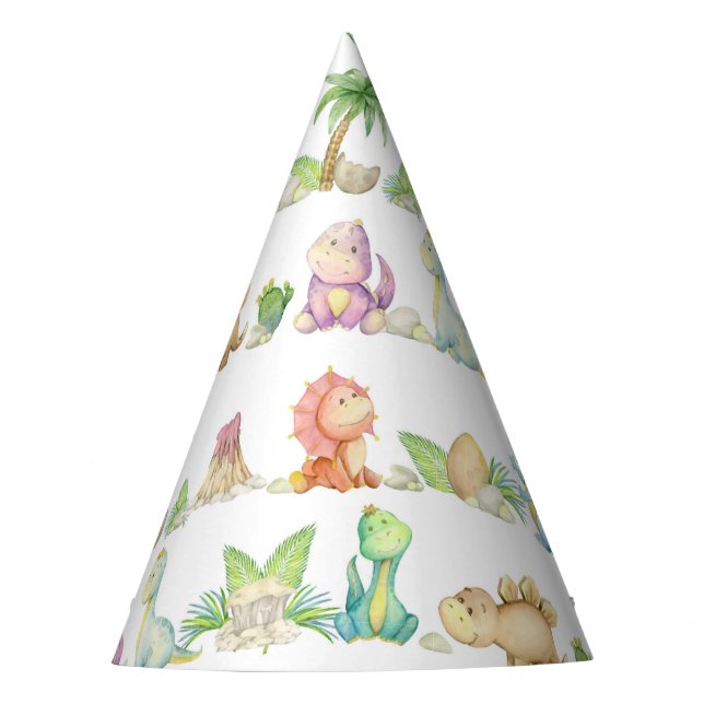 Dinosaurs Birthday Party Baby Shower Party Hat (Front)