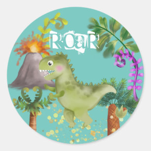 Dinosaurs Birthday party 🥳 Classic Round Sticker