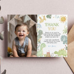 Dinosaurs Birthday Photo Thank You Card<br><div class="desc">Our Dinosaur Thank You Cards are the perfect way to show gratitude and appreciation to your guests for celebrating with you. The design features a festive and colourful layout with space for a personalised message or a "thank you" note. They are perfect for sending out after the party to express...</div>