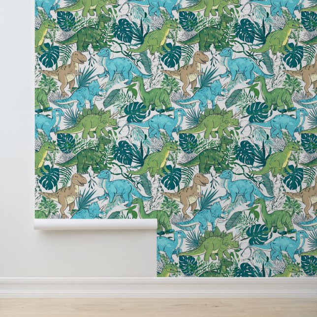  Dinosaurs Blue Green Seamless  Wallpaper (Application)