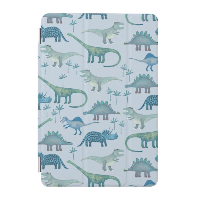 Dinosaurs Blue Pattern iPad Mini Cover (Front)