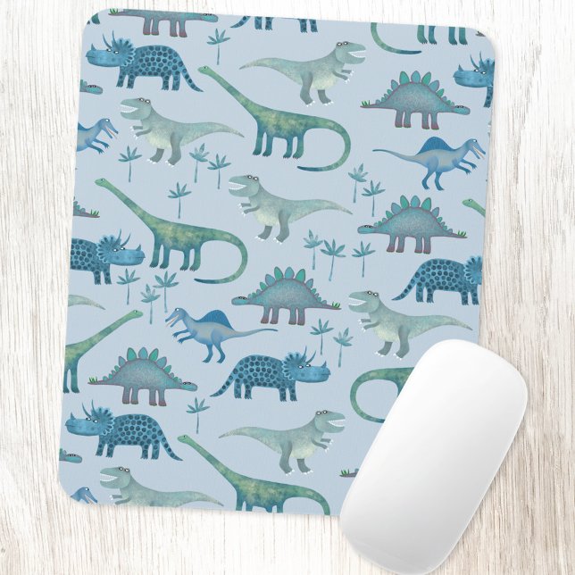 Dinosaurs Blue Pattern Mouse Mat (Blue dinosaur pattern art mousemat)