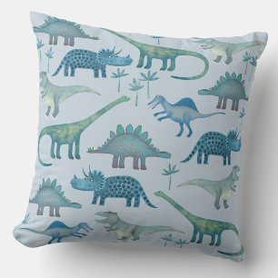 Dinosaurs Blue Throw Pillow
