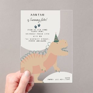 Dinosaurs Boho Prehistoric Party Animals Birthday Acrylic Invitations