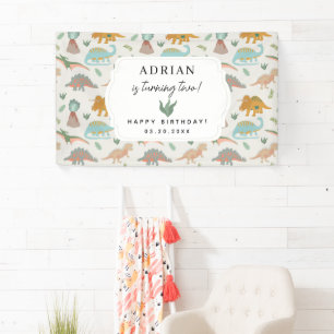 Dinosaurs Boho Prehistoric Party Animals Birthday Banner