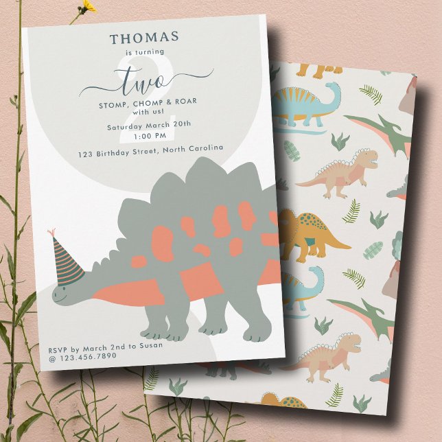 Dinosaurs Boho Prehistoric Party Animals Birthday Invitation (Dinosaurs Boho Prehistoric Party Animals Birthday Invitation)