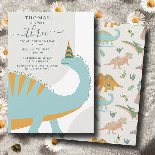 Dinosaurs Boho Prehistoric Party Animals Birthday Invitation