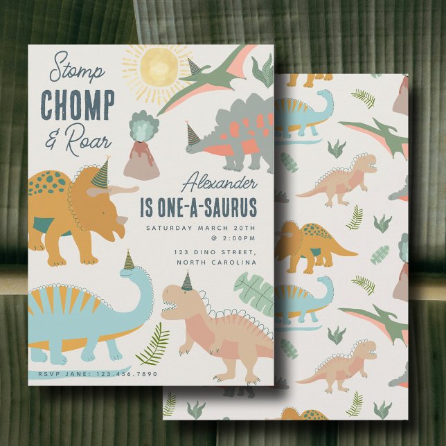 Dinosaurs Boho Prehistoric Party Animals Birthday Invitation (Dinosaurs Boho Prehistoric Party Animals Birthday Invitation)