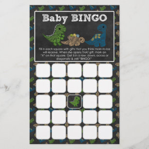 Dinosaurs Chalkboard Baby Shower Game BINGO Cards