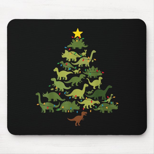 Dinosaurs Christmas Tree Merry Dinomas Funny Famil Mouse Mat (Front)