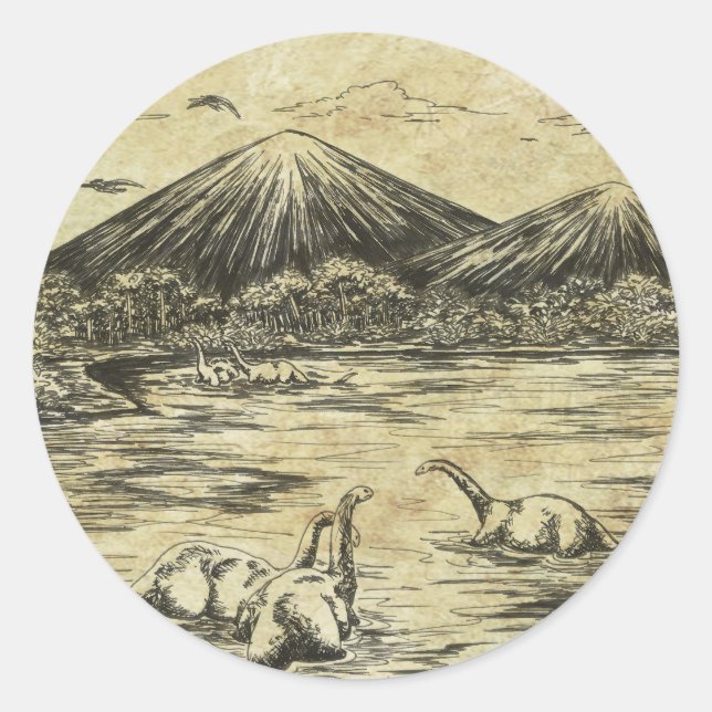 Dinosaurs Classic Round Sticker (Front)