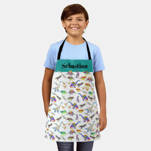 Dinosaurs Colourful Pattern personalised Kids Apron