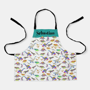 Dinosaurs Colourful Pattern personalised Kids Apron