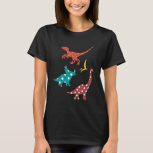 Dinosaurs Colourful Trex Retro International Dot D T-Shirt