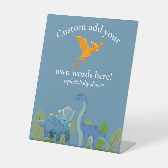 Dinosaurs Crossing, Baby Shower Custom Sign (Front)
