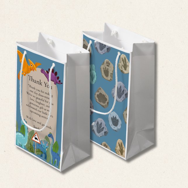Dinosaurs Crossing, T-rex Baby Shower Small Gift Bag (Creator Uploaded)