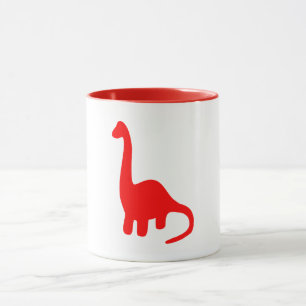 Dinosaurs   Cute Red Long-Necked Brontosaurus Mug